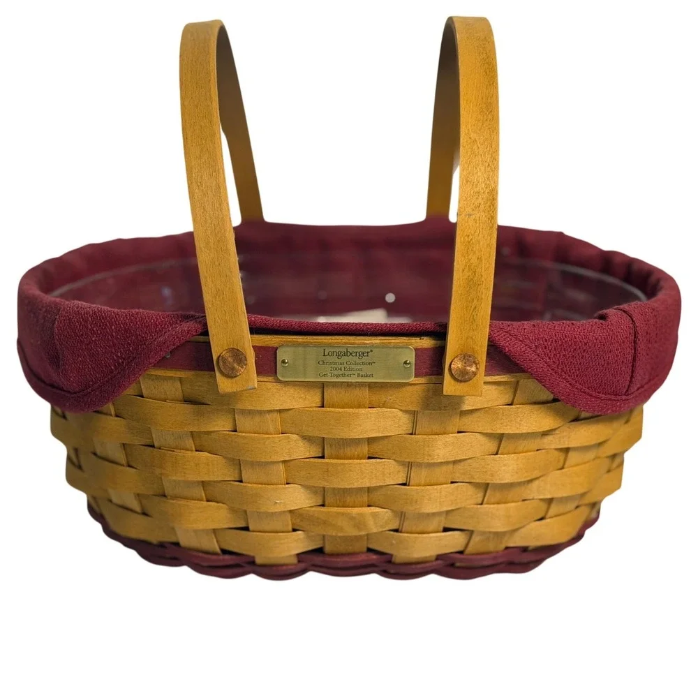 Longaberger Christmas Collection 2004 Get-Together Basket Red Liner Woven Wood